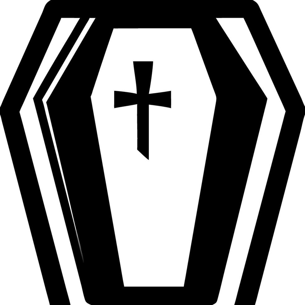 Coffin with Cross Symbol Illustration for Halloween or Gothic Themes vector
