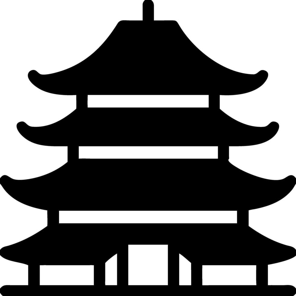 Traditional Asian Pagoda Silhouette Design for Cultural and Architectural Projects vector