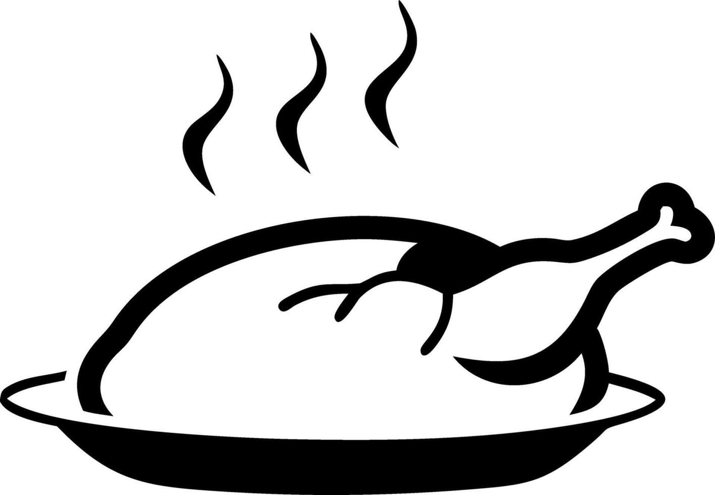 Thanksgiving Turkey Dinner Illustration with Steam on Plate vector