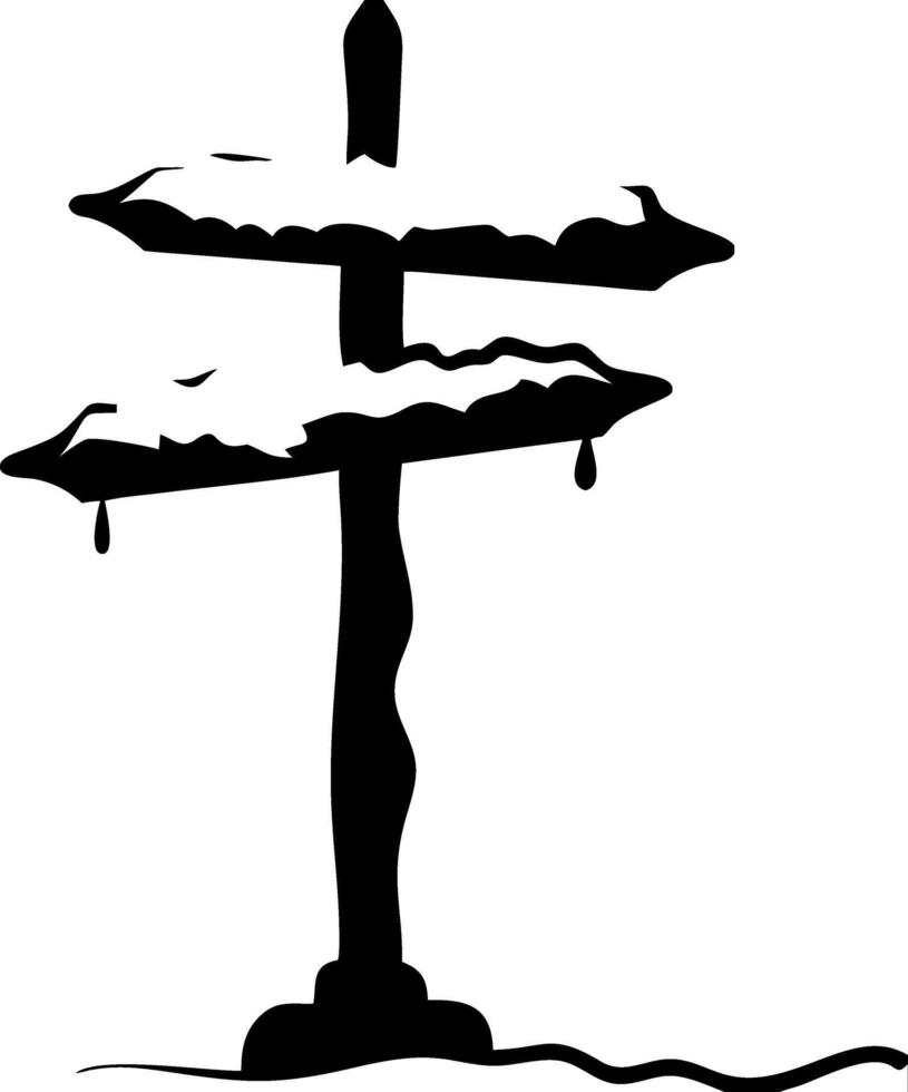 Winter Snow Covered Directional Signpost Silhouette Illustration vector