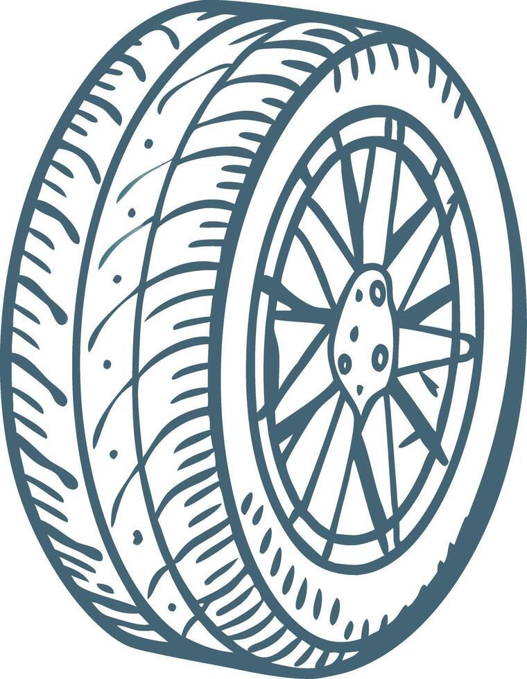 Illustration of Detailed Car Tire with Tread and Rim Design for Automotive Use vector