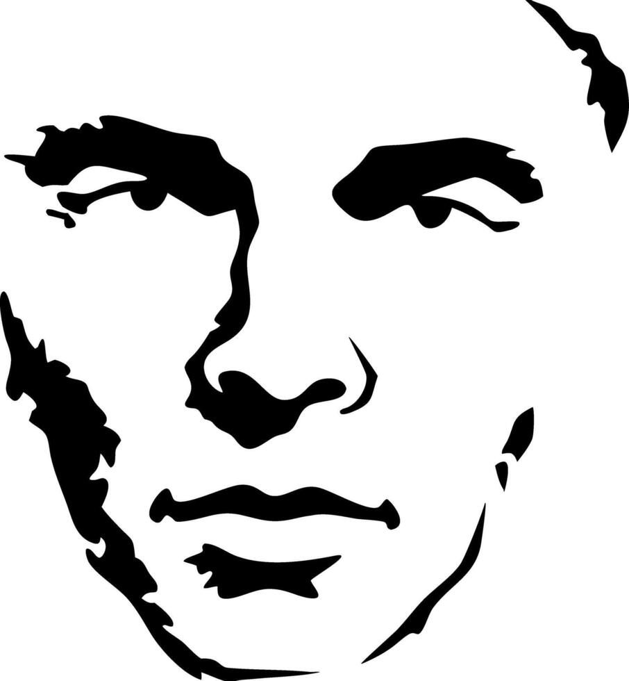 Abstract Portrait Silhouette of a Human Face in Black and Gray Art vector