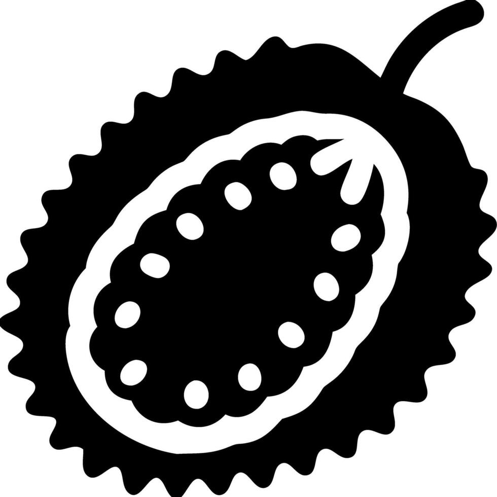 Black Silhouette Durian Fruit Illustration Exotic Spiky Tropical Fruit Design vector