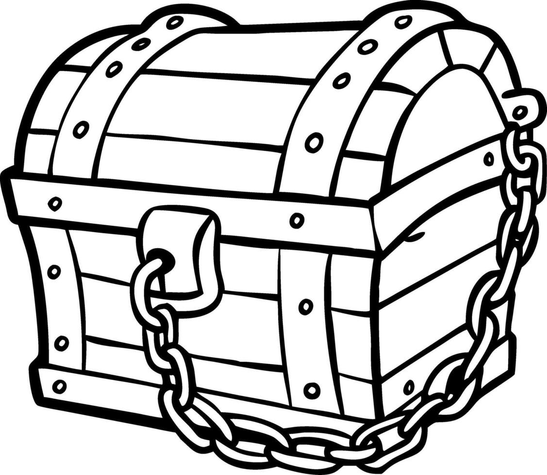 Vintage Wooden Treasure Chest with Chains Illustration vector