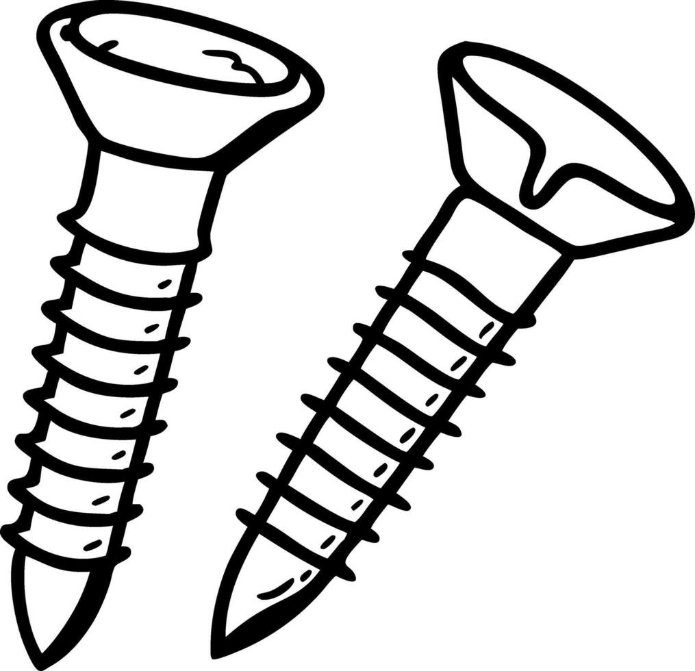Illustration of Hand Drawn Screws for Hardware and DIY Projects vector