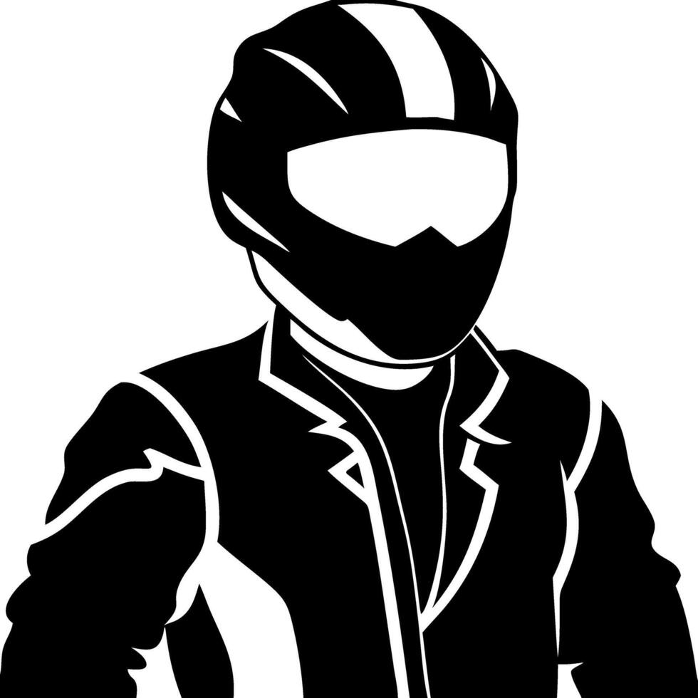 Motorcycle Racer in Helmet Silhouette Art for Sports and Safety Designs vector