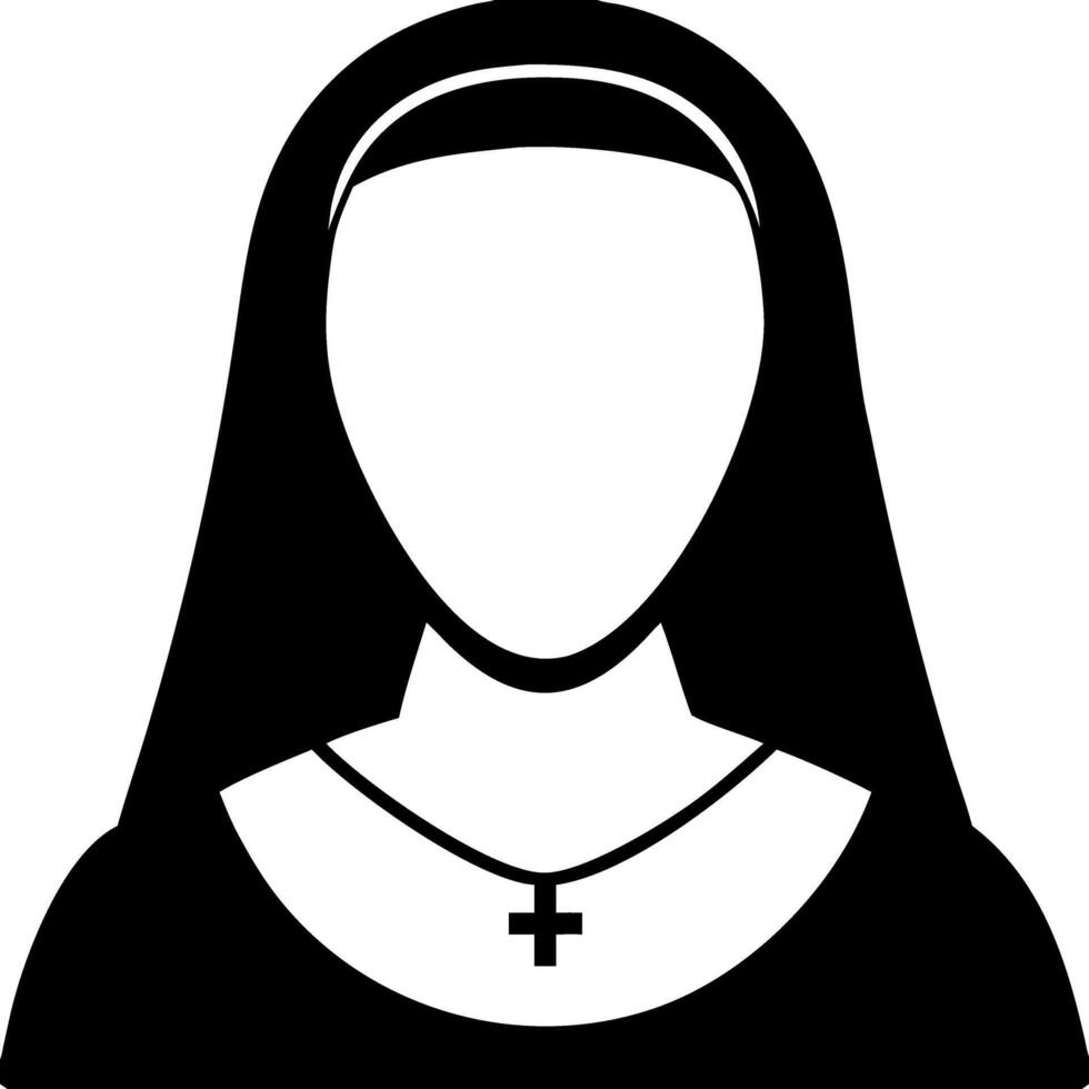 Nun Silhouette Religious Symbol Abstract Representation with Cross Necklace vector