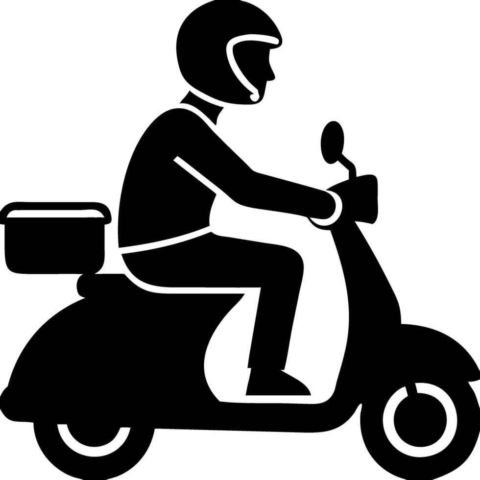 Retro Scooter Delivery Person Silhouette for Transportation Projects vector