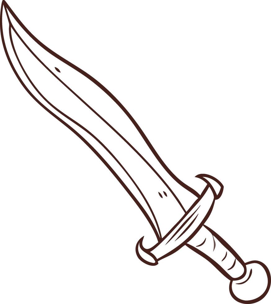 Hand-Drawn Curved Sword Illustration for Historical and Fantasy Themes vector