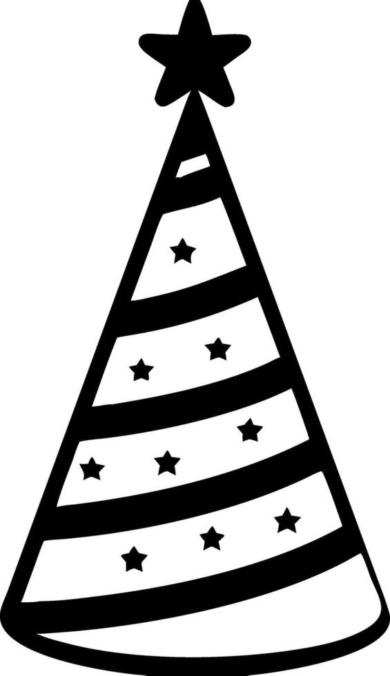 Festive Party Hat with Star Stripes and Star Patterns Illustration vector