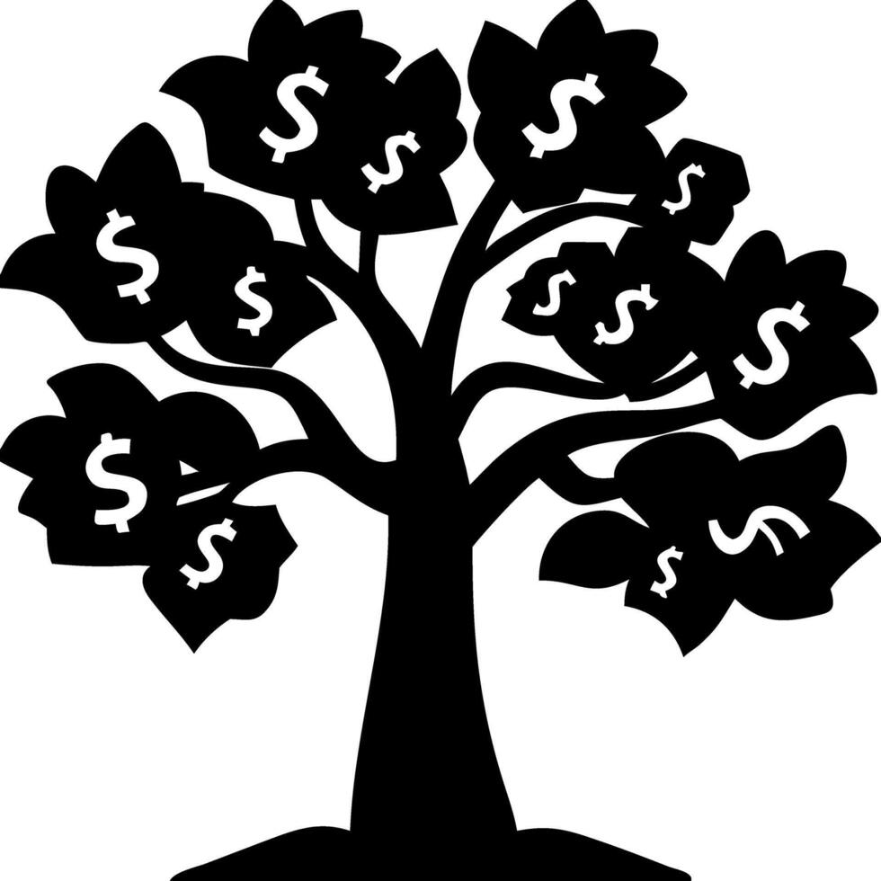 Money Tree with Dollar Sign Leaves for Financial Growth and Wealth Concepts vector