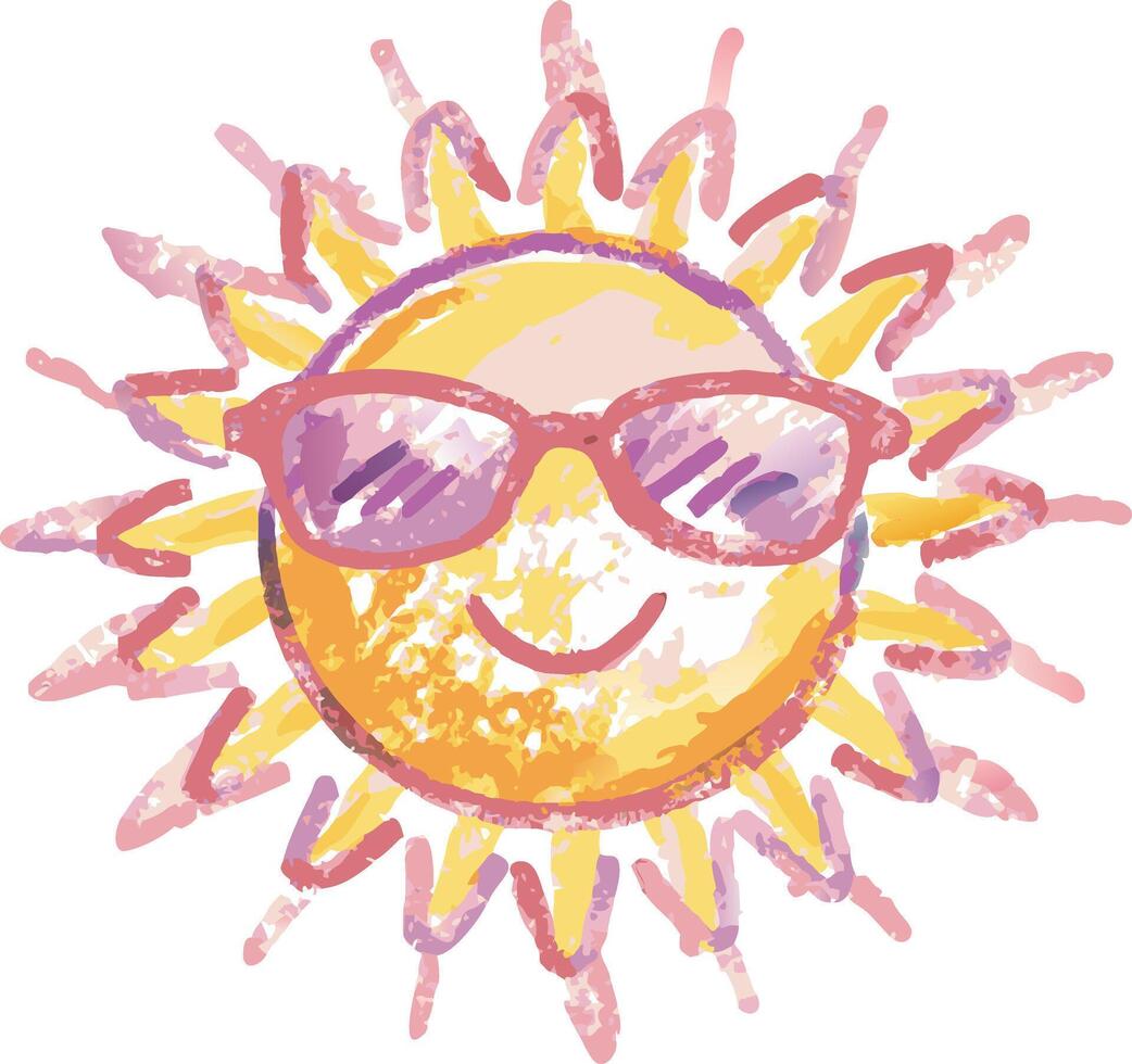 Smiling Sun with Sunglasses Art for Summer Illustrations vector