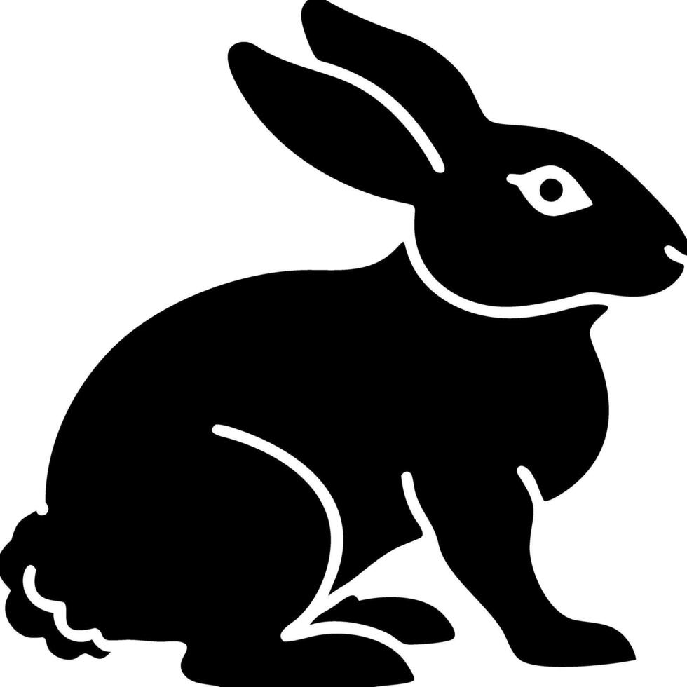 Silhouette of Sitting Rabbit in Black Illustration for Animal Art Design vector