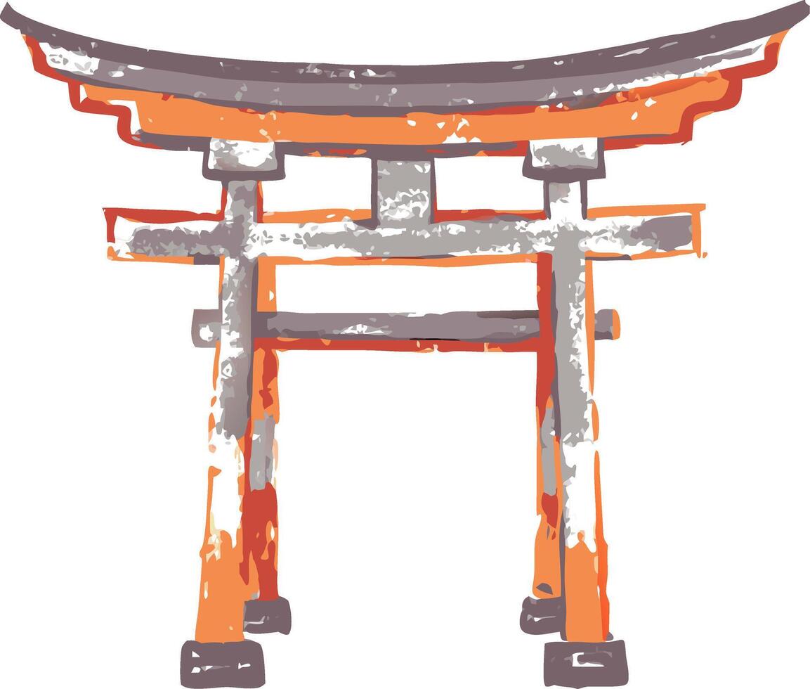 Japanese Torii Gate Illustration Traditional Cultural Symbol Design vector