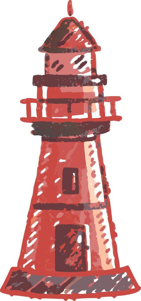 Red Lighthouse Illustration for Nautical Maritime Design Projects vector