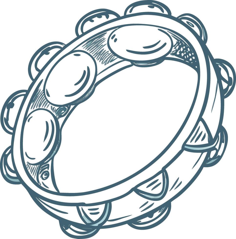 Illustrated Tambourine Musical Instrument Design Art for Music Education and Creativity vector