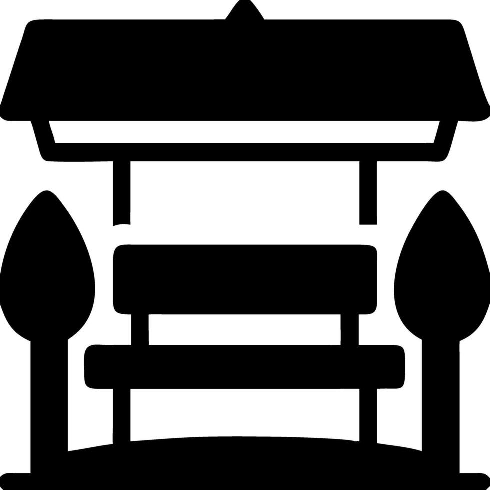 Park Bench Landscape Illustration with Trees Silhouette vector