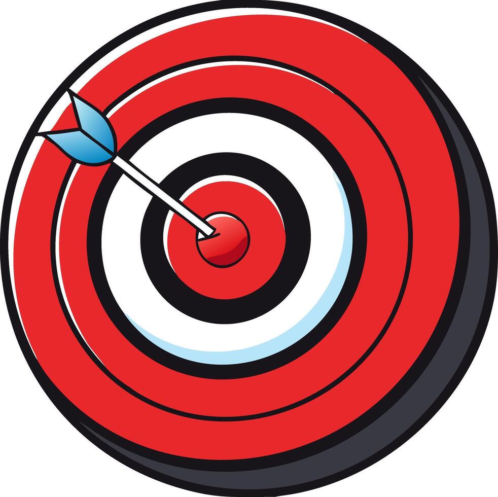Illustration Red Bullseye Target with Arrow Symbolizing Precision and Success vector