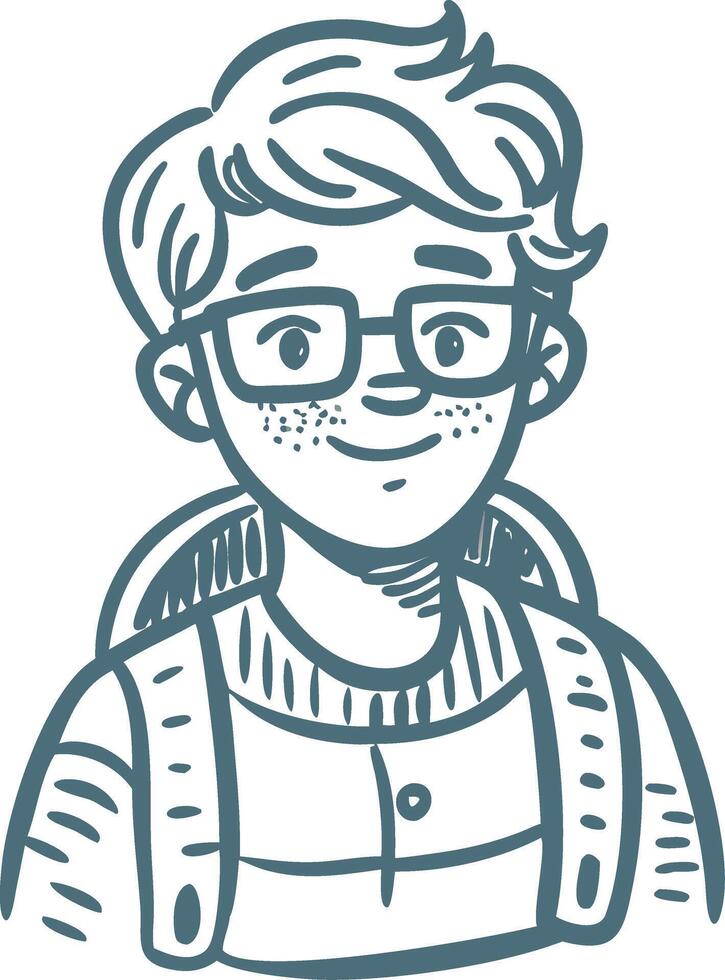 Smiling Young Boy with Glasses and Backpack Illustration vector