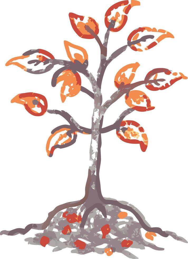 Vibrant Autumn Tree with Falling Leaves Illustration vector