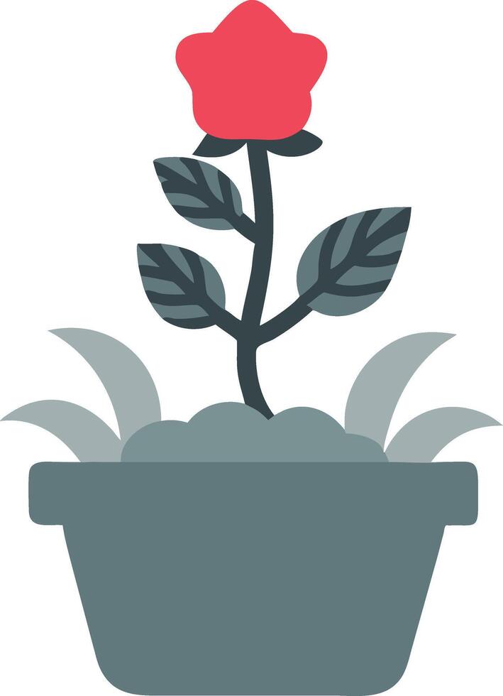 Vibrant Pink Flower in Pot Minimalist on Purple Background vector