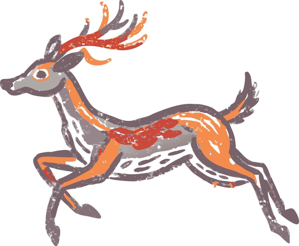 Vibrant Running Deer Artistic Illustration Wildlife Art vector