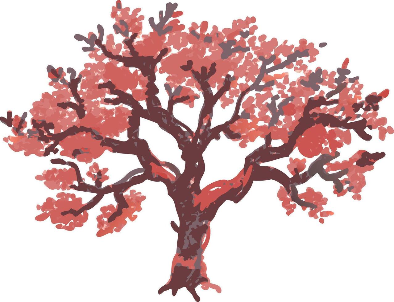 Vibrant Pink Cherry Blossom Tree Art for Nature Design Projects vector