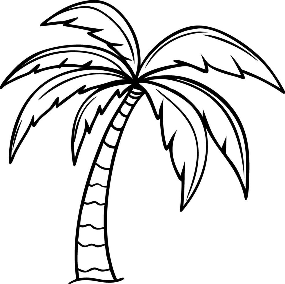 Tropical Palm Tree Outline Art for Summer and Beach Themes vector