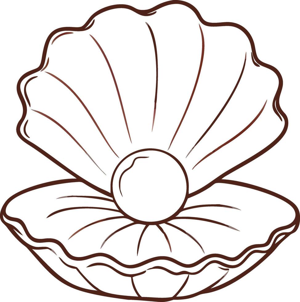 Illustration of Open Seashell with Pearl Symbolizing Luxury and Elegance vector