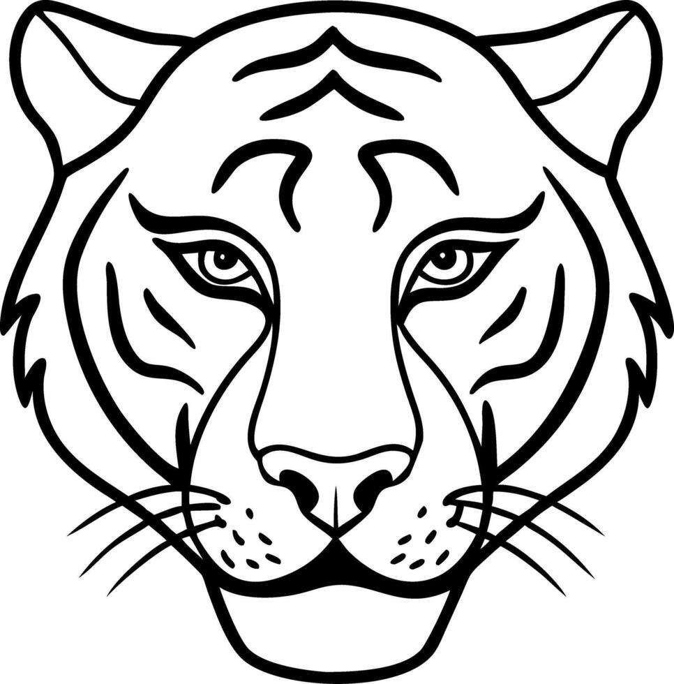 Illustration of Tiger Face Outline Art for Wildlife and Nature Design vector