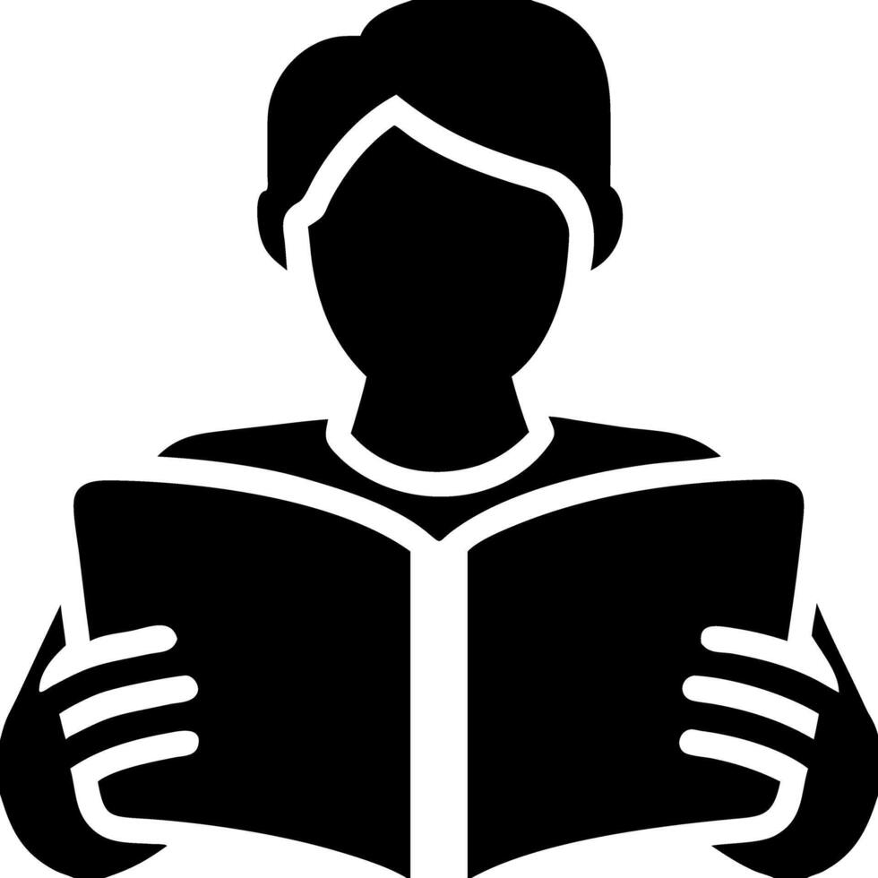 Silhouette Person Reading Book Illustration for Education and Literacy Themes vector