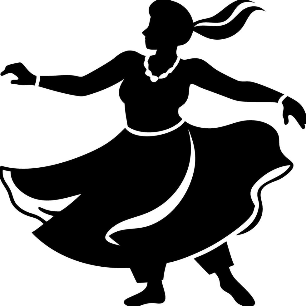 Silhouette Dancing Woman in Flowing Skirt Art for Cultural and Artistic Design vector