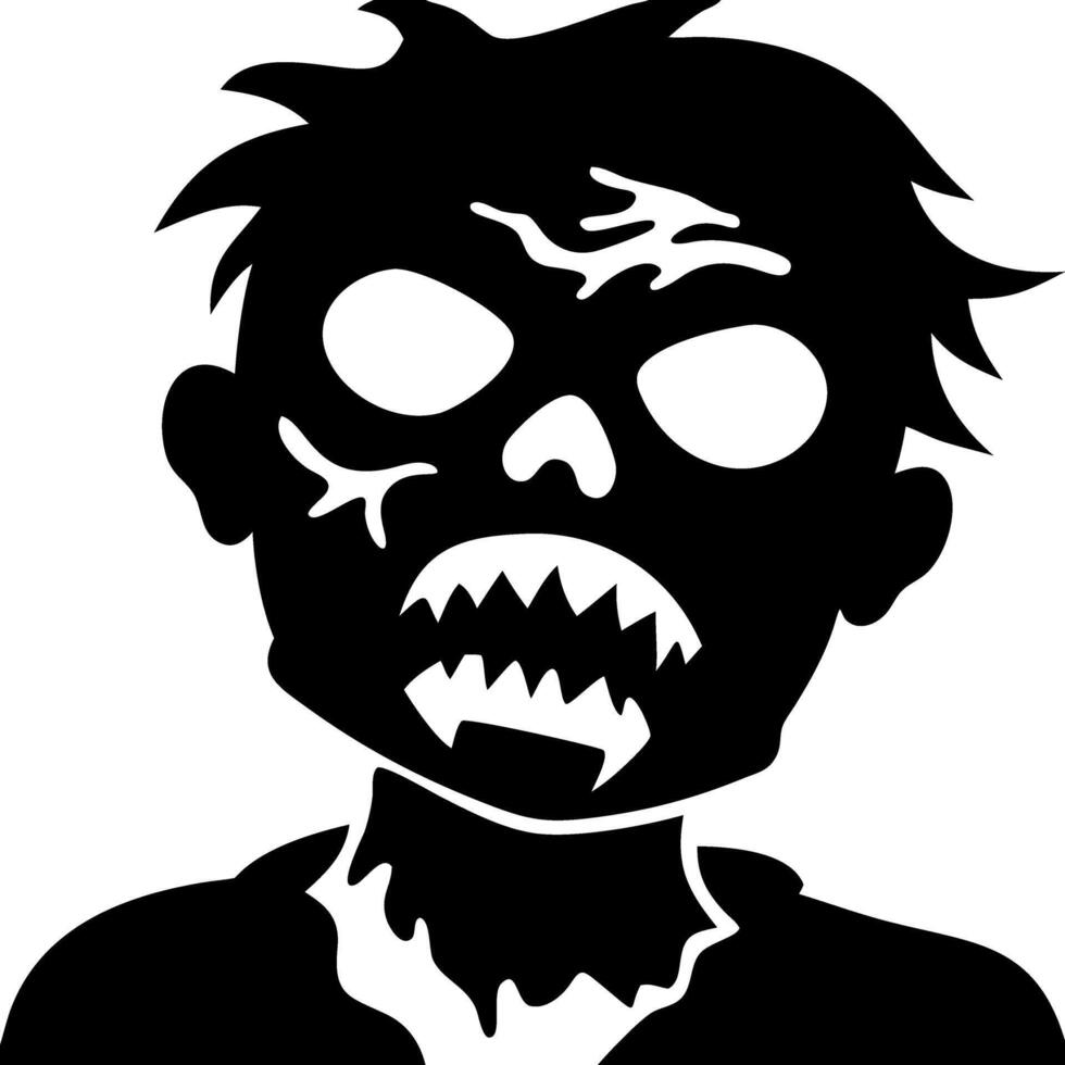 Scary Zombie Face Silhouette for Halloween and Horror Themes vector