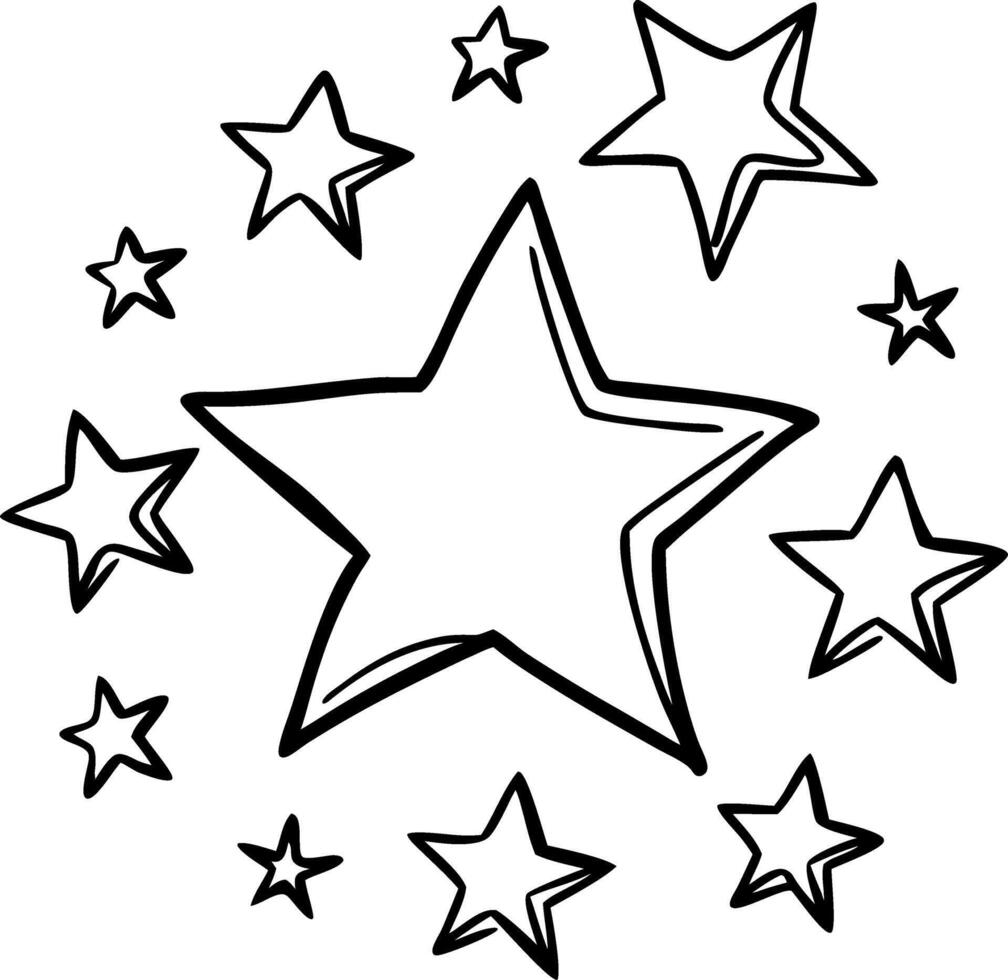 Illustration Starry Night Pattern Black Outline Design vector