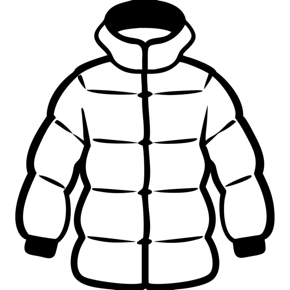 Illustration Winter Puffer Jacket Outline for Fashion Design Apparel vector