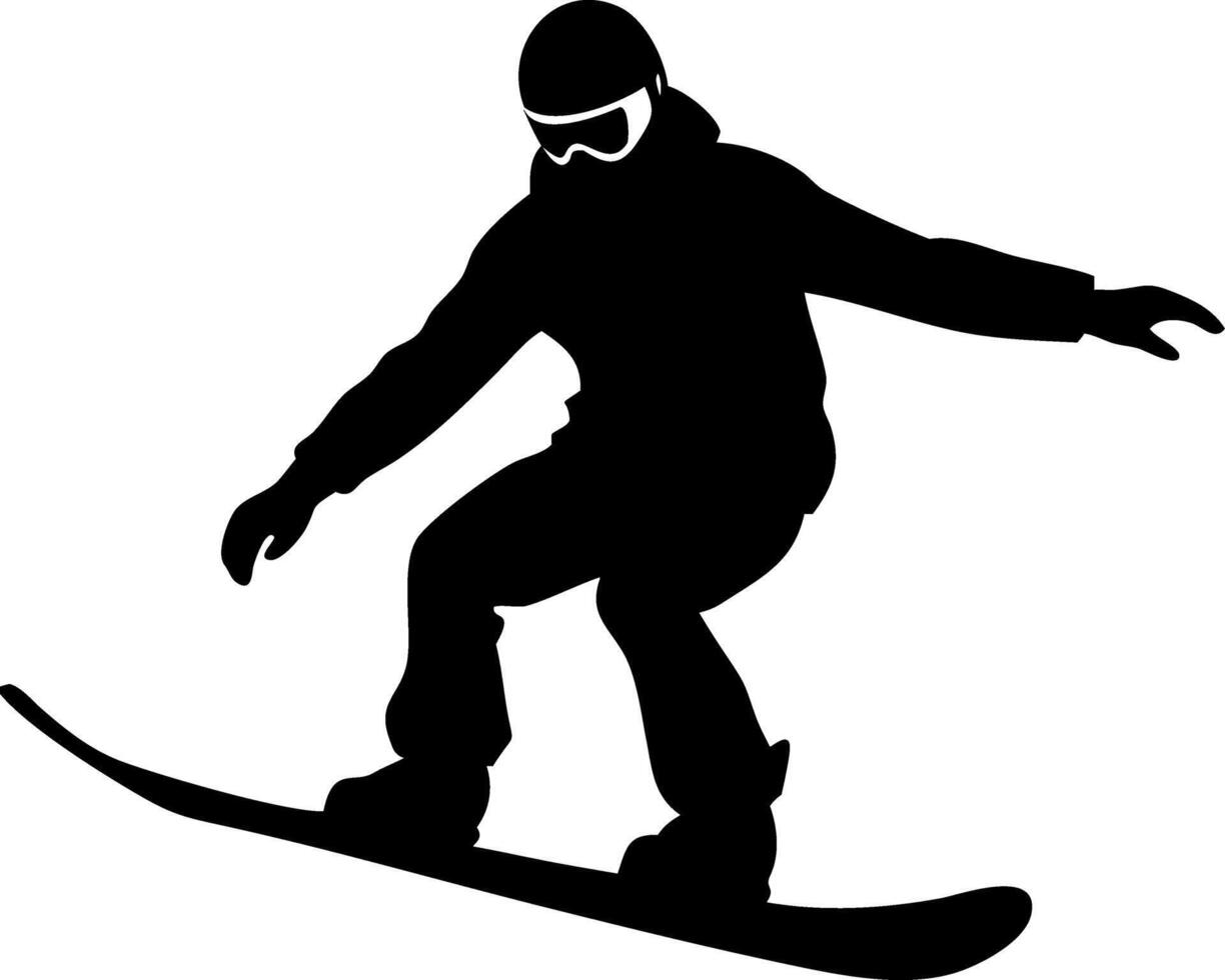 Snowboarder Silhouette Jumping Action Winter Sports Design vector