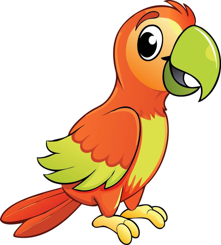 Colorful Cartoon Parrot Illustration for Kids and Educational Materials vector