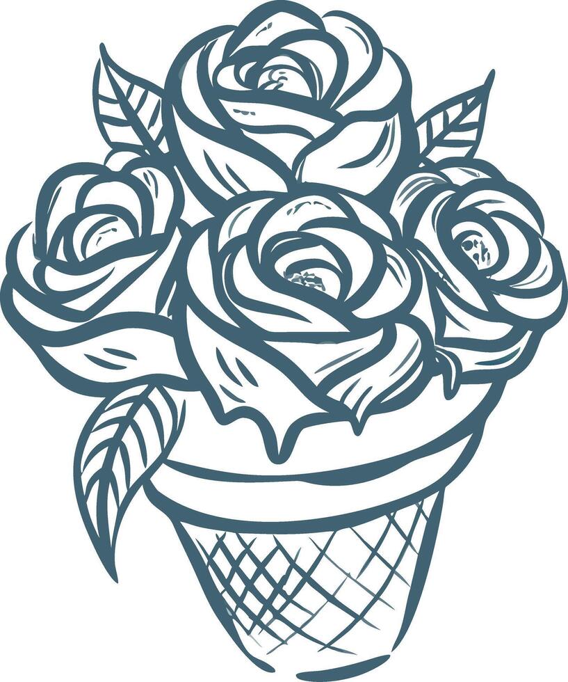 Elegant Rose Bouquet for Floral Design and Artistic Decoration vector