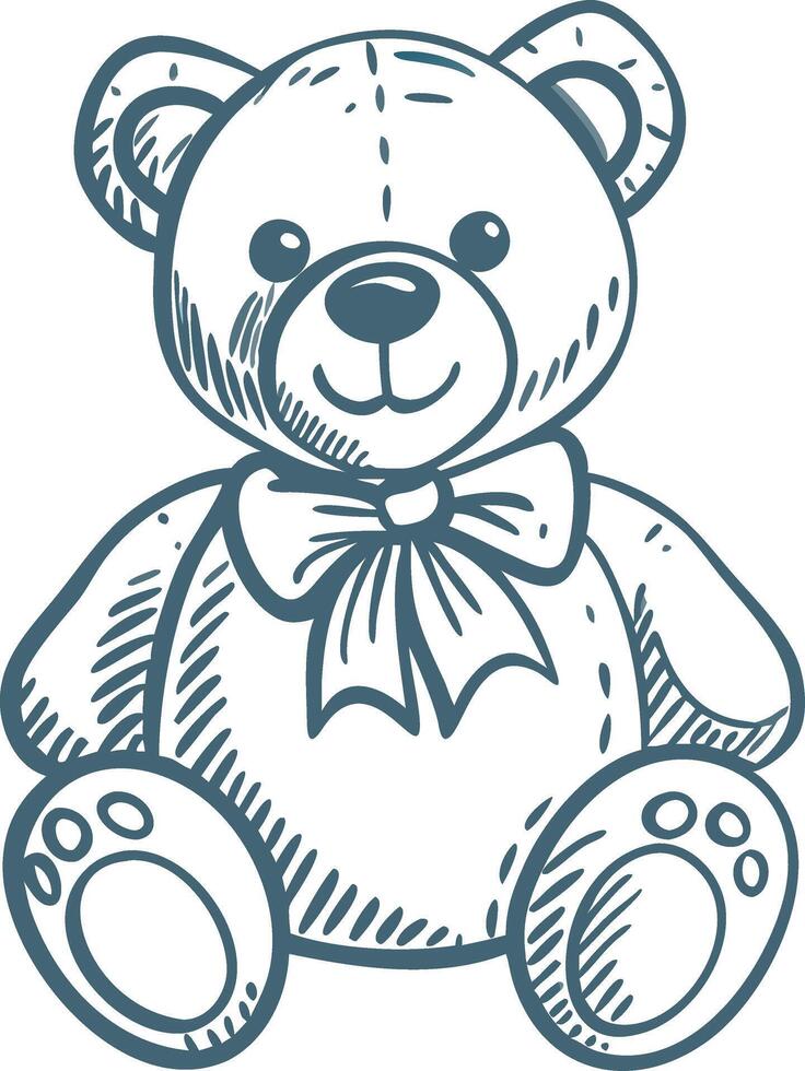 Cute Teddy Bear Illustration with Bow for Children's Designs and Prints vector