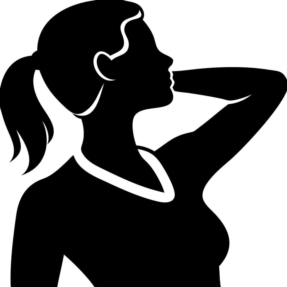 Elegant Female Silhouette in Profile with Ponytail Art vector
