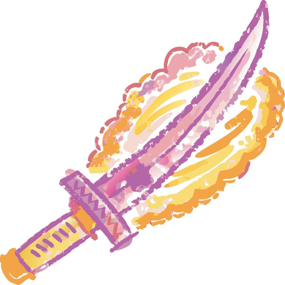 Flaming Sword Art with Vibrant Colors and Dynamic Design for Fantasy Themes vector
