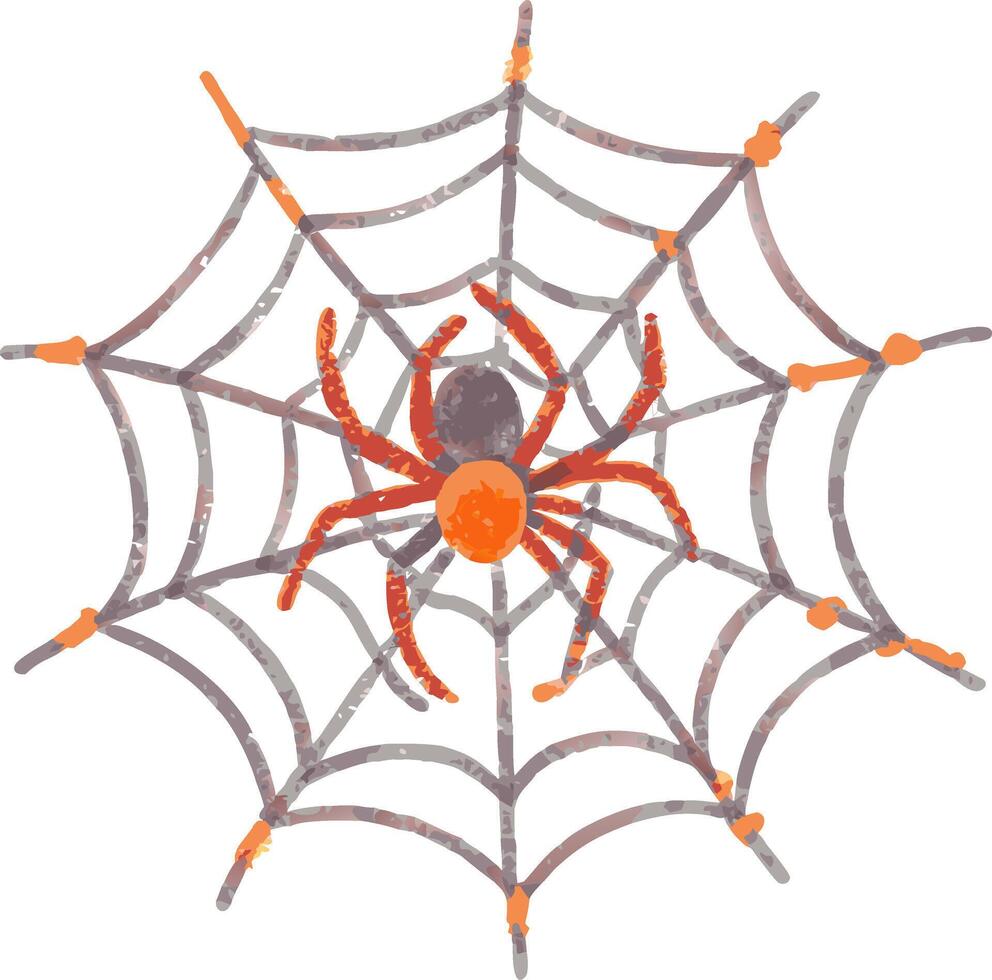 Colorful Spider on Web Illustration for Halloween and Nature Themes vector