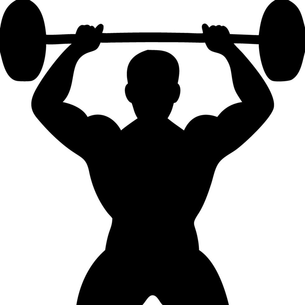 Bodybuilder Silhouette Lifting Barbell Fitness Illustration vector