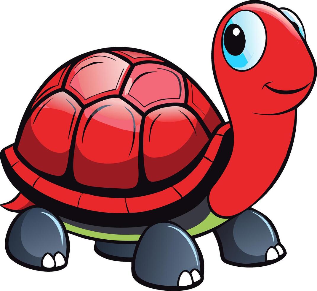 Cute Red Cartoon Turtle Illustration for Kids and Educational Materials vector