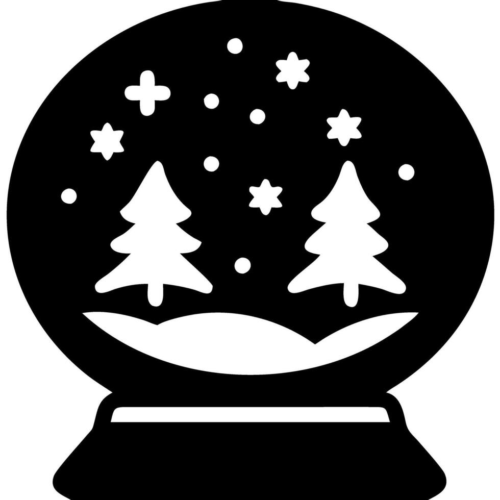 Christmas Snow Globe with Pine Trees and Stars for Holiday Decoration vector