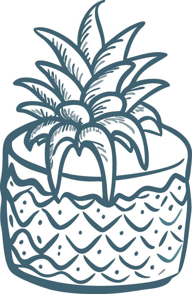 Blue Illustration of a Pineapple with Geometric Patterns for Design Projects vector