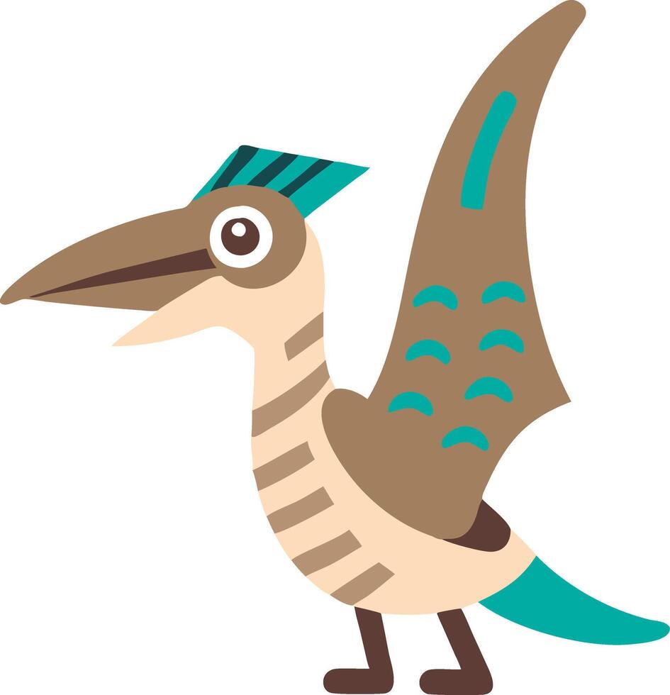 Cute Pterodactyl Illustration Cartoon Dinosaur with Abstract Design Elements vector