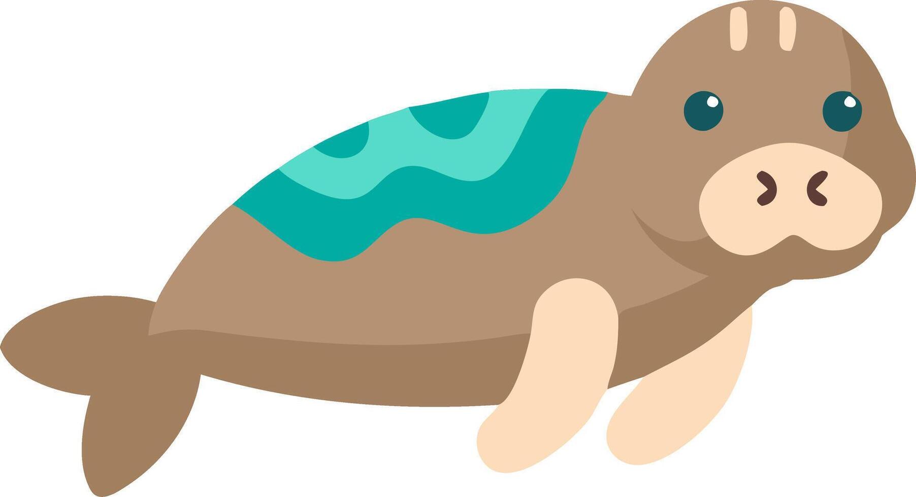 Cute Cartoon Manatee Illustration Adorable Marine Life Art for Kids Decor vector