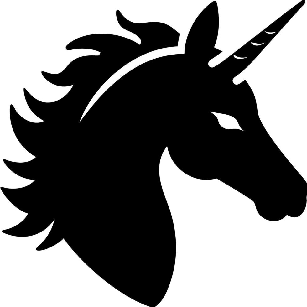 Black Unicorn Silhouette Fantasy Creature Artwork Design vector