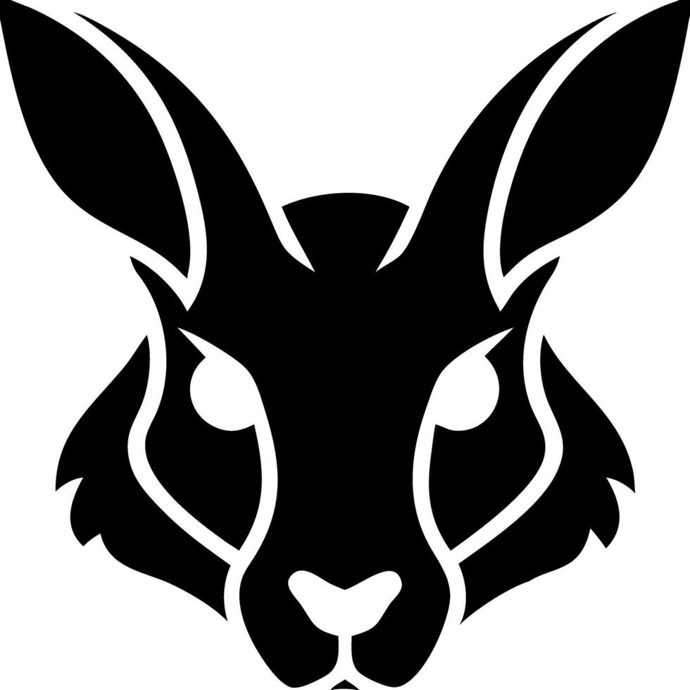 Bold Black Rabbit Head Silhouette Design for Art and Logo Creation vector